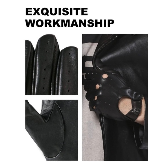 LIBO Unlined Full Finger Genuine Leather Driving Gloves Size 7.5 Unisex NWOT - Picture 6 of 14